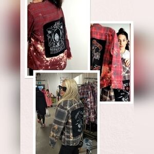 Reworked Band Tee Flannel Shacket